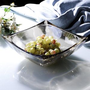 Bols Creative et légèrement luxe verre cristal moderne minimaliste Internet célébrité carré grande assiette de fruits salon maison