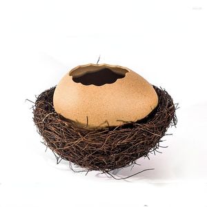 Bols créatifs nid d'oiseau décorations bol à dessert coquille d'oeuf en forme d'autruche en céramique boisson froide Barbecue restaurant vaisselle