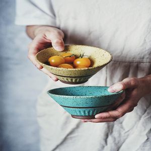 Bols créatifs poterie grossière rétro fait à la main en céramique bol de riz japonais ménage Simple vaisselle seau chapeau
