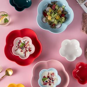 Kommen creatieve kleurrijke cartoon bloemtype keramische kom schattige kinderen servies salade fruit keuken kookgerechten gebruiksvoorwerpen