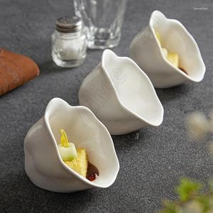 Bols Creative Flower Shape Dessert Bowl Irrégulet Pinche Texture Assaisonnement Assaisonnement Haut-end El Pâne Salade