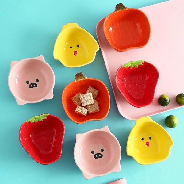 Cuencos Fruta Creativa Vegetal Modelo Animal Dibujos Animados Niño Platos De Cerámica Vajilla Plato De Postre Ensaladera Disco De Desayuno Platillo para Niños