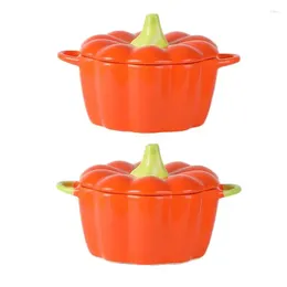 Bols Creative Halloween Pumpkin Shape Bowl with couvercle en céramique Salade Cérale de cuisson au four Pouser de cuisson pour le dortoir de la maison