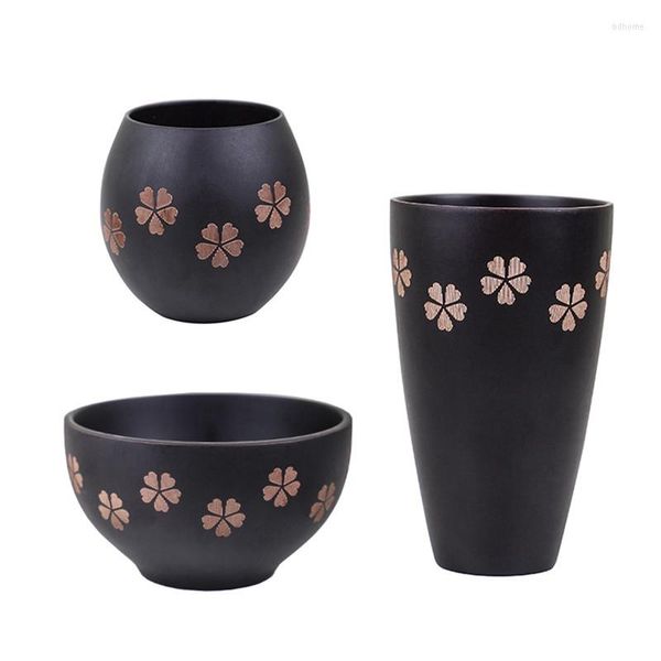 Bols bol japonais créatif salade en bois ménage laques de fleurs de cerisier tasse à eau en bois gros ventre