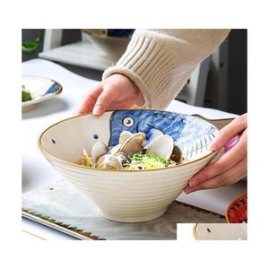 Bols Creative Style Japonais Chapeau Bol Grand Nouilles Petit Déjeuner Ménage Personnalité Vaisselle Boeuf Ramen C Drop Livraison Maison Jardin K Dhnho