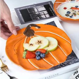 Bols créatif charmant famille citrouille petit-déjeuner bol bébé enfant de table de table de table en céramique fruit assiette de collation