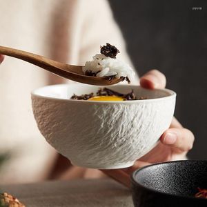 Bols Creative Moka Rock Grain Bol de riz en céramique Maison Net Rouge Japonais Dessert Fruits Vaisselle