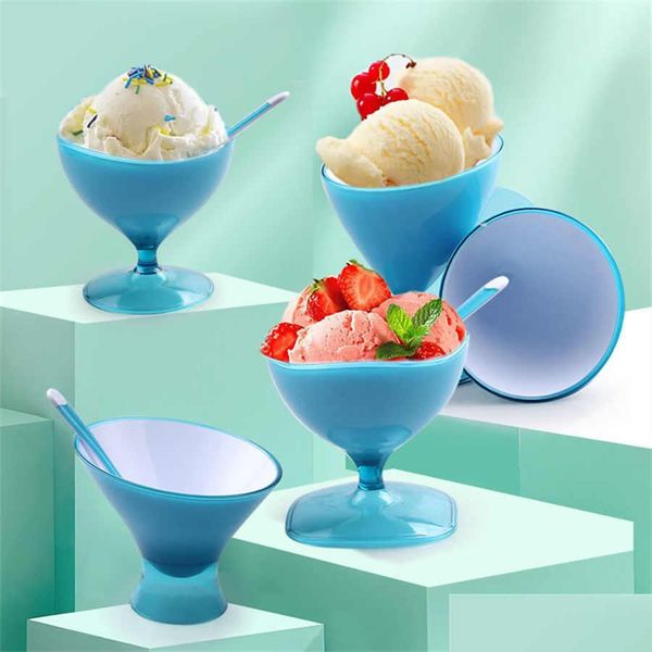 Bols Creative New Plastic Ice Cream Cup Fruit Yaourt Dessert Afternoon Tea Bowl Variety Drop Delivery 2021 Home Garden Kitchen Dini Dhbso