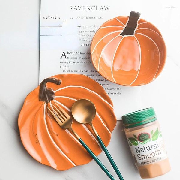 Bols Creative Pumpkin Table Varelle pour enfants Personnalisés Assiettes de petit-déjeuner en céramique Salade 2 packs