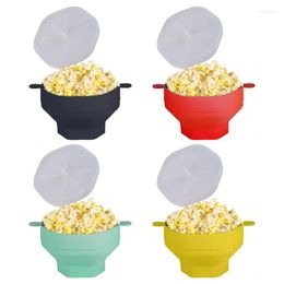 Ciotole Ciotola per popcorn in silicone creativo con coperchio per cottura di alta qualità durevole ecologico resistente al calore espandibile per utensili da cucina