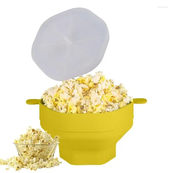 Bols bol de pop-corn en silicone créatif avec couvercle et manipuler la maison pliable bricolage micro-ondes pour la cuisson au micro-ondes