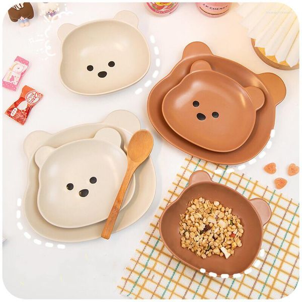 Tazones Cute Bear Ceramics Bowl Plato Vajilla Dibujos animados Fruta Fideos Desayuno Ensalada Accesorios de estilo coreano Utensilios para la cocina