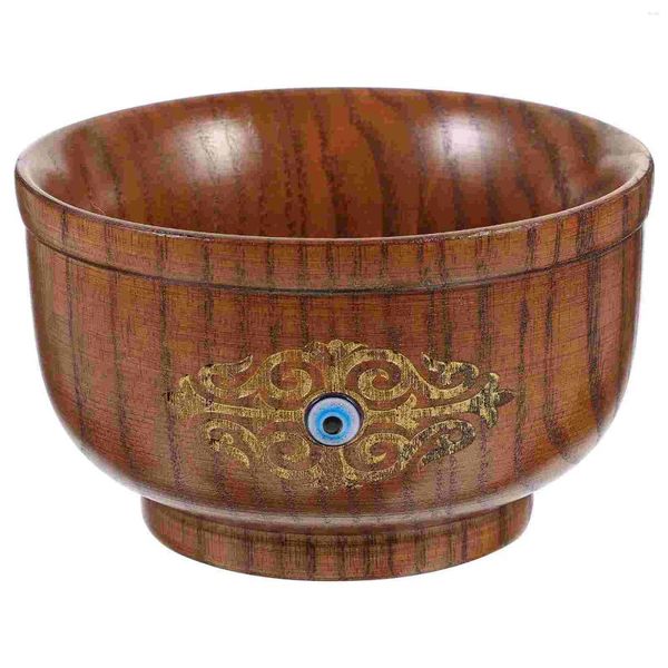 Bols décor pratique bol en bois nouilles jujube récipient naturel en bois motif mauvais œil