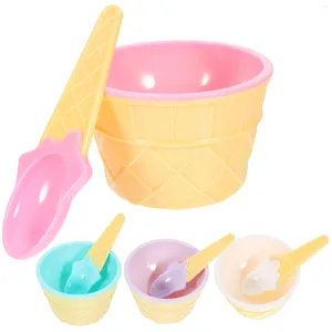 Bols décoratifs pour Dessert, tasses à glace, cuillères, fournitures de fête aux fruits, en plastique pour enfant