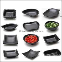 Kommen Dinware Keuken Dineer Bar Home Garden Melamine Zwart Dip Sojasaus Derees Sushi Wasabufu Snack Bord Japans restaurant RRB121