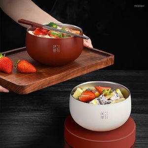Kommen dubbellaags geïsoleerde kom roestvrij staal Chinees Japanse stijl rijst soep container instant noedel serviesgoed