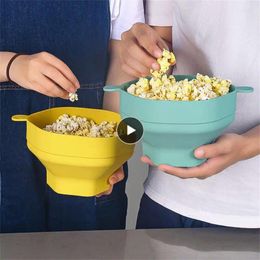 Bols faciles à utiliser les fournitures de cuisine Santé et tranquillité de la tranquillité d'esprit Silicone Popcorn Maker Red Storage Bowl Blue Grey