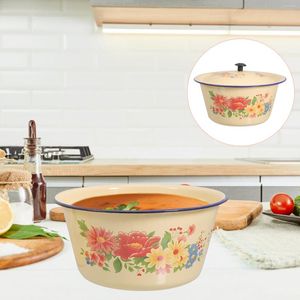 Kommen emailbassin kom tureen tub vintage huishoudelijke soep thuis deksel opslag ouderwetse pot handwashing