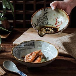 Tazones FANCITY Juego de tazones de estilo japonés Fideos Olla de cerámica Vajilla comercial Inmersión Pequeño restaurante Comer