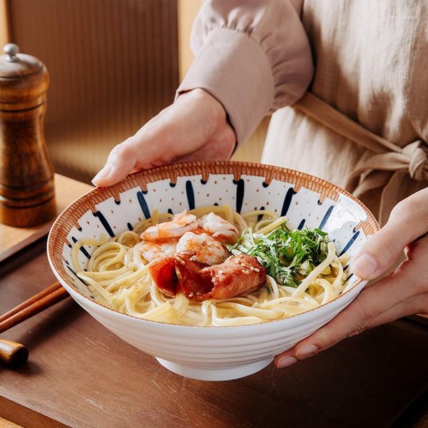 Tazones FANCITY Tazón de fideos de estilo japonés Hogar Sopa de cerámica grande Red de alto valor Red Comer Ramen Bucket Ha