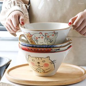 Bols FANCITY Soupe mignonne aux nouilles de style japonais pour un usage domestique sans double oreille