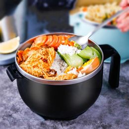 Kommen modieus roestvrij staal instant noodle bowl Japanese stijl cover set handige snelle cup slaapzaal lunchbox artefact