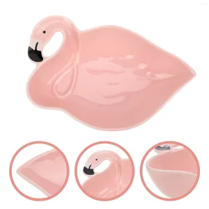 Cuencos Flamingo Bowl Snack Bandeja Niños Condimento Plato Dibujos Animados Salsa De Soja Cerámica Dividida Inmersión Niño