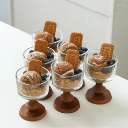 Bols de desserts français bol en bois haut à pattes pudding pudding home cuisine mousse et glace tasse 200 ml