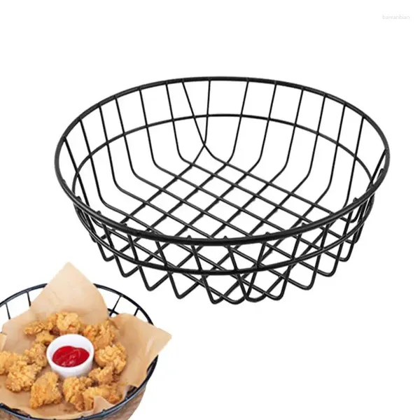 Bols Fry Basket Metal Berry Bowl Contexte de fruits rétro Paniers de rangement de fil Retro Portable Mini Picnic Kitchen Decor pour