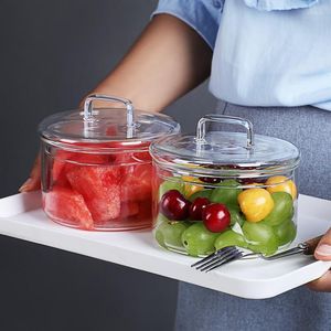 Kommen glazen kom transparante riem deksel fruit dessert snoep snack opslagtank kinderen salade