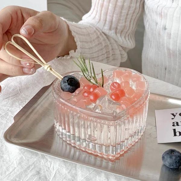 Bols Verre Amour Coeur Forme Bol Mignon En Forme Tasse Maison Fruits Snack Salade Haut De Gamme Exquise Assiette De Pâtes Vaisselle De Cuisine