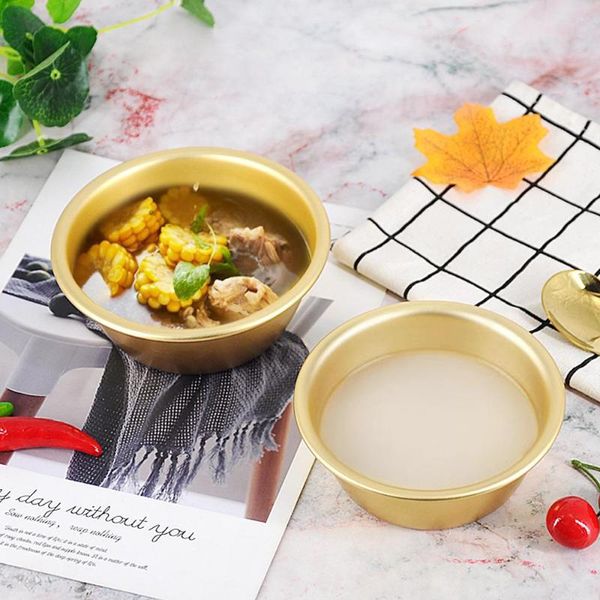 Cuencos de aluminio de Color dorado, cuenco tradicional coreano, copa de vino de arroz, accesorios de cocina para sopa Makgeolli Ramen