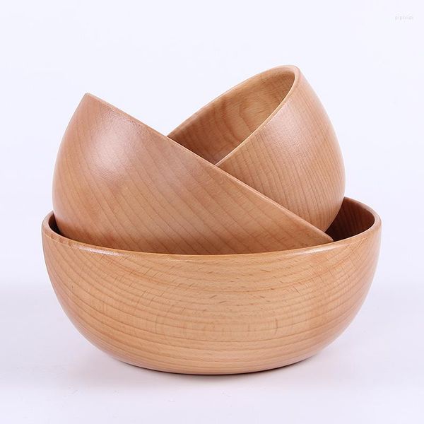 Bols faits à la main en bois bol en bois massif servant Style japonais pour soupe salade riz nouilles vaisselle ustensiles