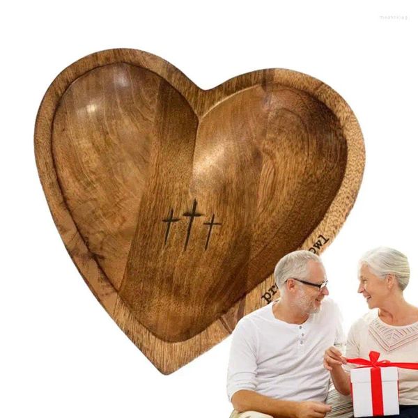 Cuencos Tazón De Oración Del Corazón Pieza Central De Masa De Madera Rústica Para Tocadores De Dormitorio Mesitas De Noche Y Repisas