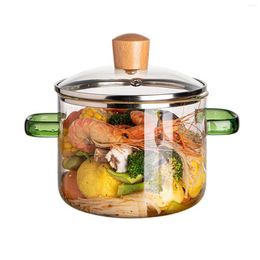 Bols Pot de mijotage en verre à haute teneur en borosilicate anti-poussière ergonomique avec conception de poignée pour une utilisation sur les flammes nues et les cuisinières à gaz