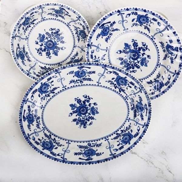 Cuencos de alta calidad clásico buen plato de cena de porcelana azul y blanca In-Glaze