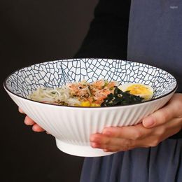 Cuencos de cerámica para el hogar, cuenco de Ramen de cocina de 8 pulgadas, sombrero de sopa grande, vajilla de fideos de arroz duradero, platos de estilo japonés tradicional