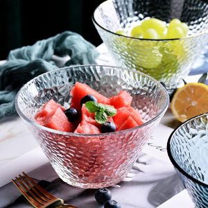 Bols ménage rond verre saladier bordure dorée Dessert assiette de fruits Simple vaisselle ensemble ustensiles de cuisine décor à la maison