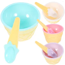 Bols Bol de crème glacée Couverts Salade Ménage Tasse en plastique avec cuillères Enfant Enfants Céréales