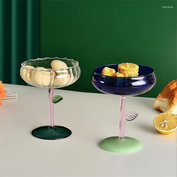 Tazones Ins Hogar Simple Simple Heart Fruit Fruit Salah Bowl Light Luxury Goblet Resistente al helado de vidrio Pudín