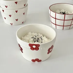 Bols INS Korean Ceramic Rice Bowl Household Premium Dessert Soup Salad Vide
