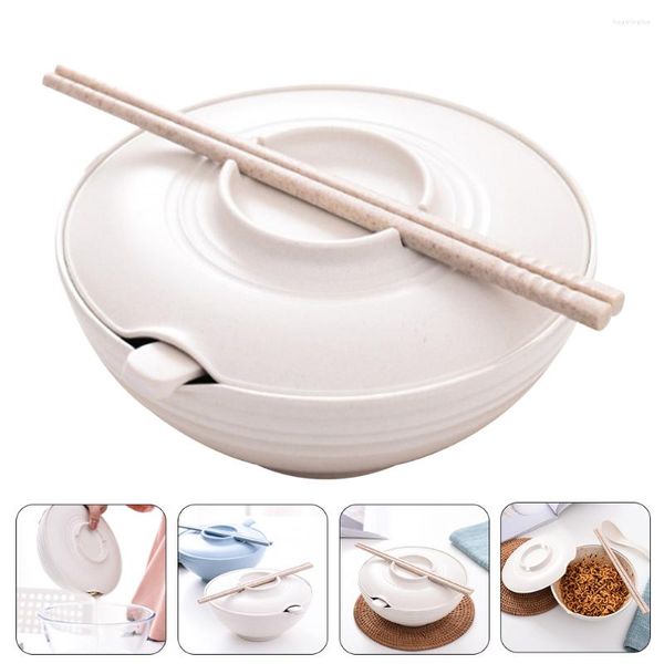 Bols Bol de nouilles instantanées Salade japonaise Couvercle Ramen Nouilles ménagères Choptick Cuillère Couverture de soupe Baguettes Large