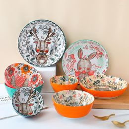 Bols bol de nouilles instantanées Ramen créatif en céramique maison dessin animé Animal 4.5 pouces mignon soupe vaisselle fait à la main Restaurant