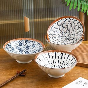 Kommen Japanse bamboe hoedkom keramische lamian noedels retro high been huishoudelijke soep 8 inch servies