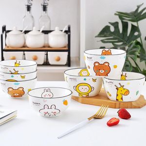 Bols japonais bol à soupe de riz en céramique petit dessin animé mignon vaisselle en porcelaine blanche petit déjeuner pour enfants ustensiles de cuisine vaisselle