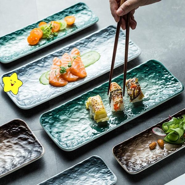 Bols japonais créatif Sushi assiette rectangulaire longue maison à manger Pot en céramique ensemble de vaisselle cuisine ornement belle