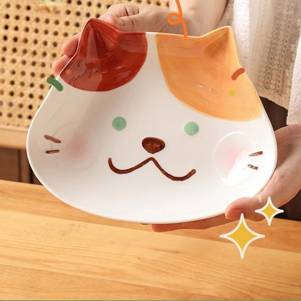 Bols japonais dessin animé mignon riz en céramique pour enfants vaisselle domestique assiettes à salade ensemble de plats pour animaux.