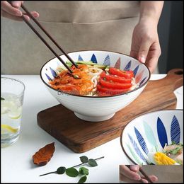 Kommen Japanse huishoudelijke keramische noedelkom grote enkele hoed onderglazuur ambachtelijke servies keukenbenodigdheden producten drop deli yydhhome dhiau