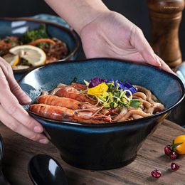 Bols bol à soupe de nouilles en céramique de style japonais chapeau personnalisé salade Ramen riz maison four créatif à manger trompette