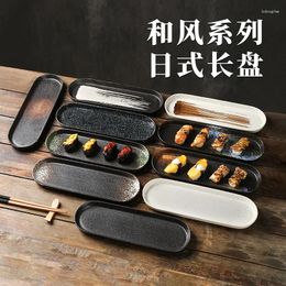 Kommen Keramische plaat in Japanse stijl Rechthoekige ovale strook Bakplaat Servies Commerciële ingrediënten Sushi